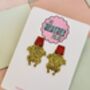 Gold Turkey Glitter Christmas Resin Earrings / Festive Jewellery / Novelty Food Jewellery / Funny Christmas Gift / Friends Sit Com Lover / Thanksgiving Gift, thumbnail 3 of 7
