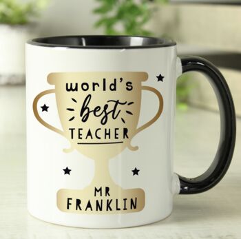 Personalised World's Best Teacher Trophy Mug, 4 of 4