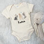 Personalised Watercolour Bunnies Babygrow, thumbnail 5 of 10