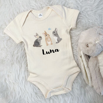 Personalised Watercolour Bunnies Babygrow, 5 of 10