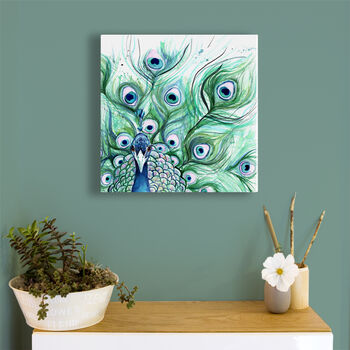 Inky Peacock Canvas Gallery Print, 4 of 5
