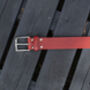 Premium Handmade Red English Leather Mens Belt, thumbnail 4 of 7