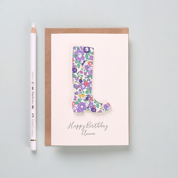 Personalised Liberty Welly Birthday Card, 2 of 3