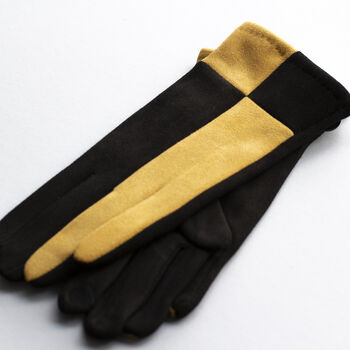 Harlequin Colourblock Suede Touch Screen Gloves, 8 of 12