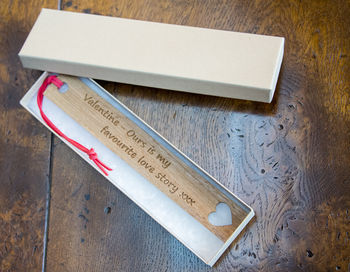 Personalised Valentines Gift Oak Bookmark, 4 of 7