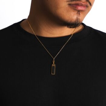 Gold Plated Onyx Verge Rectangular Gemstone Pendant Necklace For Men, 11 of 12