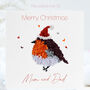 Parents Christmas Butterfly Robin Mum And Dad Card, thumbnail 1 of 12
