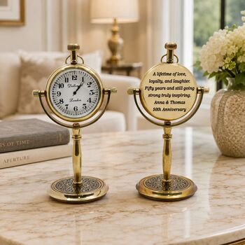 Personalised 50th Golden Wedding Anniversary Desk Clock Gift, 3 of 11