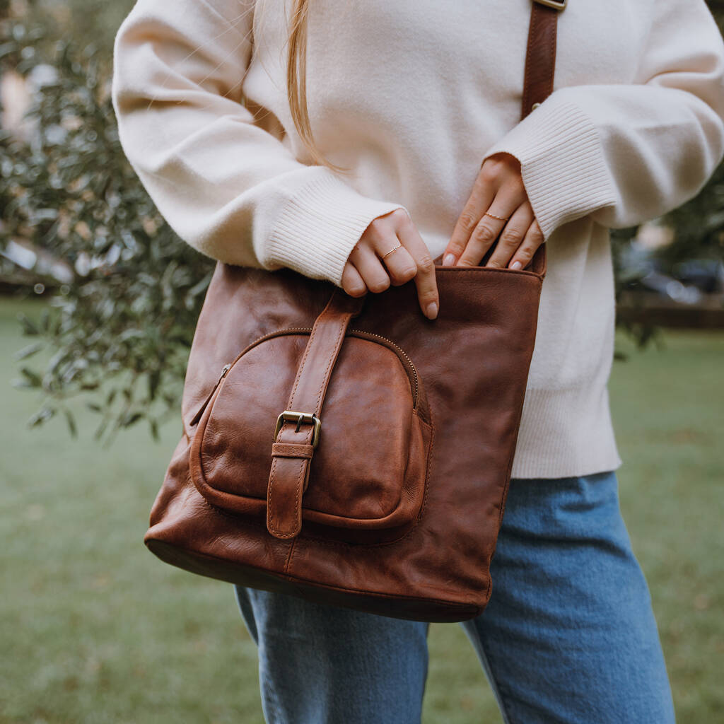 distressed leather crossbody