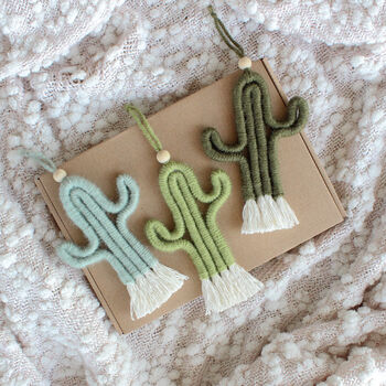 Make Your Own Mini Macrame Cactus Craft Kit, 3 of 6