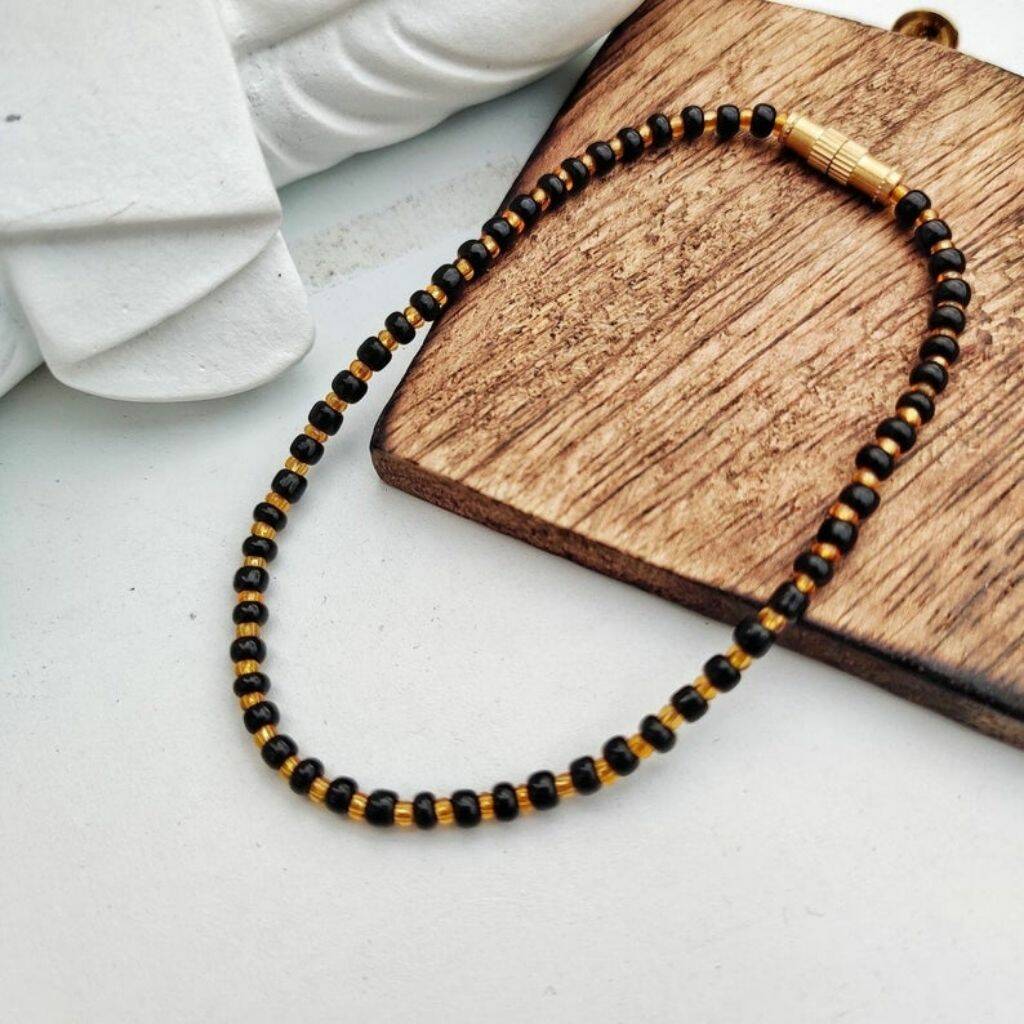 Black Beads Elegant Indian Nazaria Bracelet By The Colourful Aura