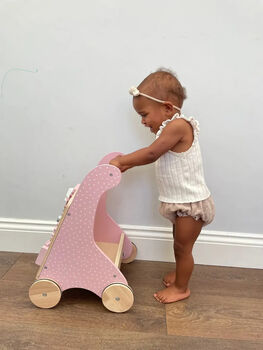 Personalised Wooden Pastel Pink Activity Walker Toy, 9 of 10