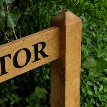Bespoke Solid Oak Two Post Sign – Custom Font And Traditional Mortise Joinery, 12 of 12