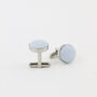 Woven Fabric Faced Cufflinks Light Blue, thumbnail 1 of 4