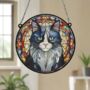 Cat Black And White Stained Glass Effect Suncatcher, thumbnail 5 of 6