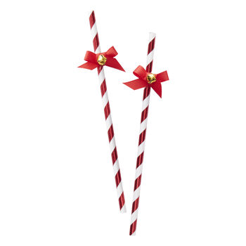 Red Foiled Straws With Bells Red And Gold, 2 of 3