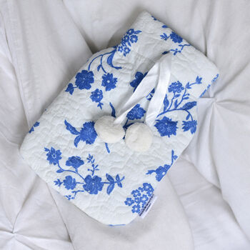 Cerulean Blue And White Mini Hot Water Bottle, 3 of 4
