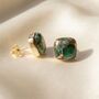 Emerald May Birthstone Gold Plated Stud Earrings, thumbnail 1 of 3