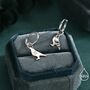Pigeon Charm Hoops And Pendant Necklace In Sterling Silver, thumbnail 5 of 11