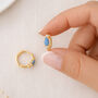 18ct Gold Plated Sterling Silver Turquoise Huggie Hoop Earrings – 10mm, thumbnail 1 of 7