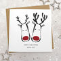 Couples Glittery Reindeer Christmas Card, thumbnail 1 of 3