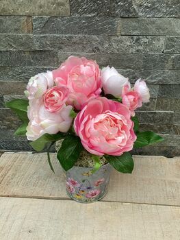 Pink Peonies Artificial Silk Flower Arrangement Mothers Day Gift, 3 of 5