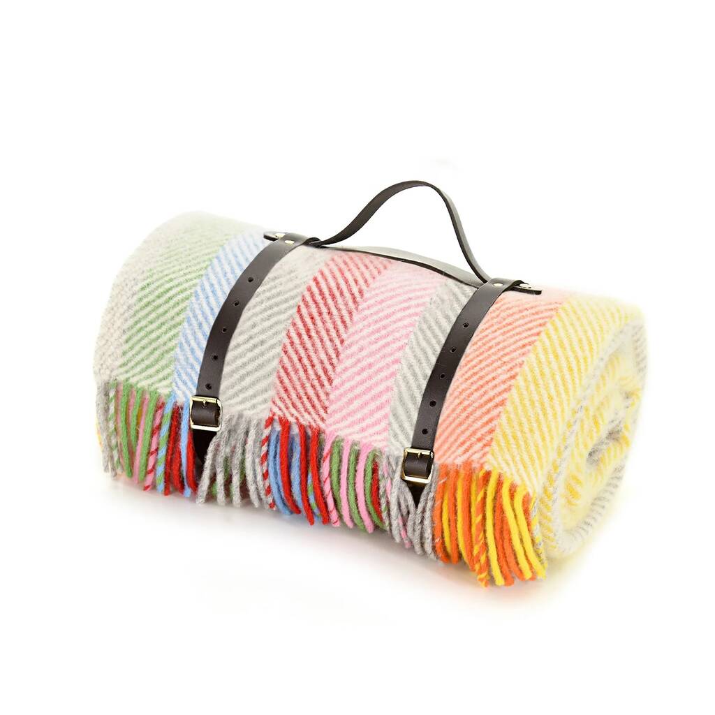Waterproof Backed Rainbow Wool Picnic Rug, 1 of 5