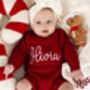 Christmas Embroidered Personalised New Baby Knitted Romper, thumbnail 6 of 12