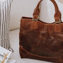 Classic Leather Tote Bag, Brown, thumbnail 2 of 7