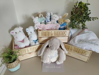 Personalised Hippo Plush Toy With Folded Baby Blanket, 5 of 5