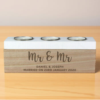 Personalised Free Text Triple Tea Light Box Tealight Holder, 8 of 10