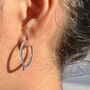 Hoop Earrings Medium Wavy Sterling Silver, thumbnail 2 of 4