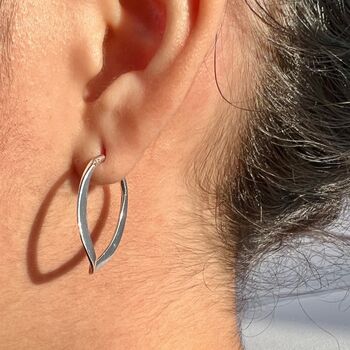 Hoop Earrings Medium Wavy Sterling Silver, 2 of 4