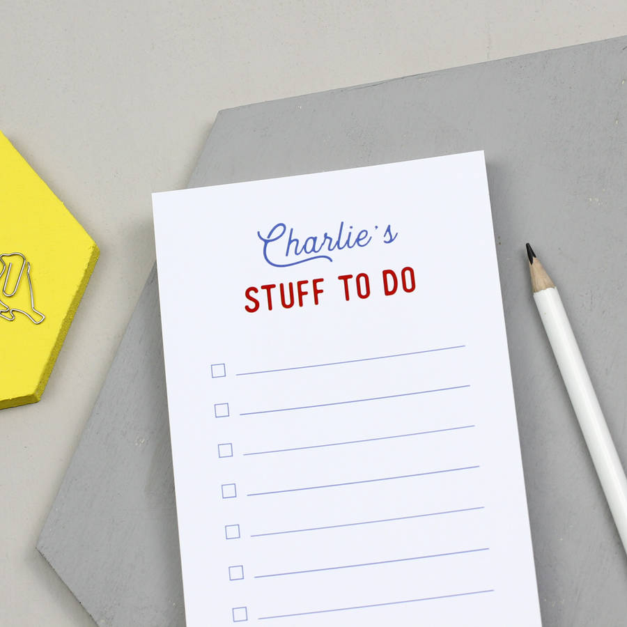 Personalised 'Stuff To Do' List Notepad By XOXO | notonthehighstreet.com