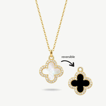 Women’s Reversible Clover Pendant Necklace In 18k Gold, Floral Jewellery, 3 of 3