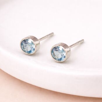 Sterling Silver March Aquamarine Birthstone Stud Earrings – 7mm, 2 of 7