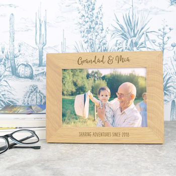Grandad And Me Personalised Solid Oak Photo Frame, 2 of 3