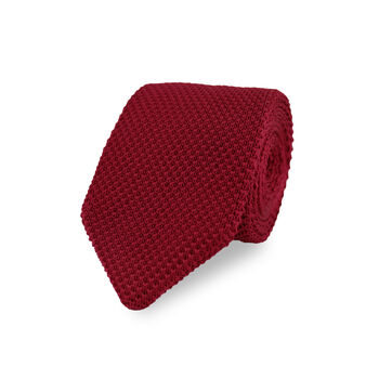 Wedding Handmade Polyester Knitted Pocket Square In Burgundy Red, 3 of 5