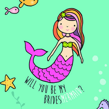 Will You Be My Bridesmaid Mermaid Card, 3 of 3