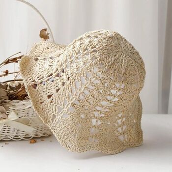 Angelina Cream St Tropez Corset Straw Beach Hat, 5 of 5