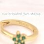 Emerald Green Cz Flower Huggie Hoop Earrings, thumbnail 9 of 11