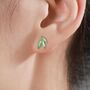 Mismatched Panda And Bamboo Leaf Stud Earrings In Sterling Silver, thumbnail 8 of 10