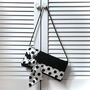 Black And Ivory Polka Dot Satin Clutch Handbag Piper, thumbnail 1 of 5