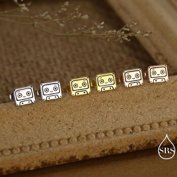 Retro Music Cassette Tape Stud Earrings In Sterling Silver, 5 of 12