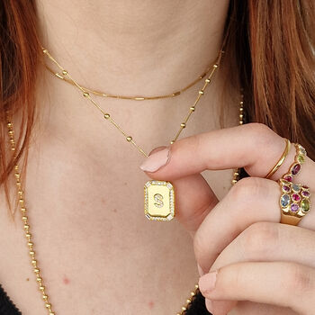 Sparkling Gold Vermeil Initial Pendant Necklace, 4 of 8