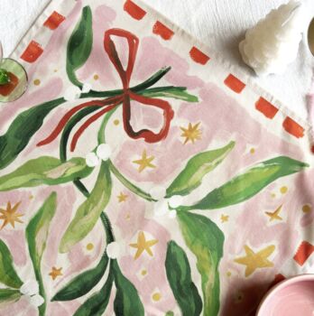 Luxury Christmas Mistletoe Tea Towel, 6 of 7