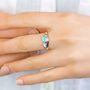 Molten Sterling Silver Blue And White Opal Due Ring, thumbnail 3 of 5