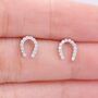 Sterling Silver Horseshoe Stud Earrings With Sparkling Cz Crystals, thumbnail 11 of 12