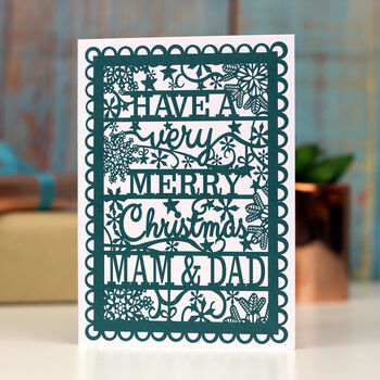 Mum/Mam/Mom And Dad Printed A6 Christmas Card, 2 of 4
