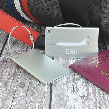 Personalised Metal Jet Plane Rectangular Luggage Tag, 2 of 3